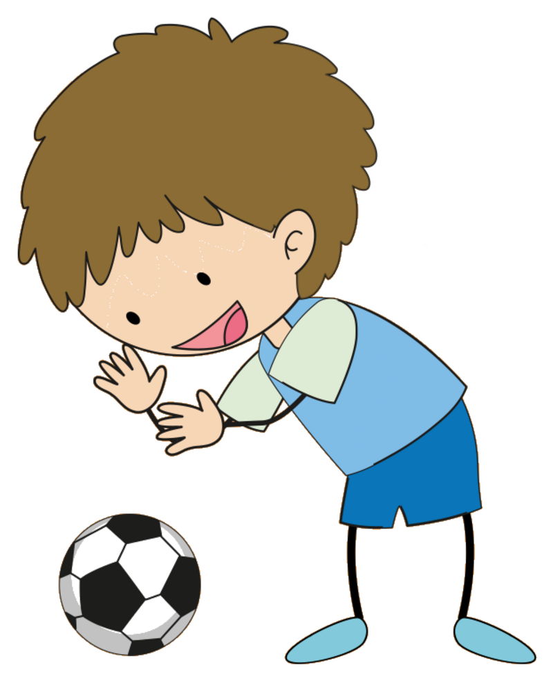 Zeichnung: Kind bückt sich nach einem Fußball